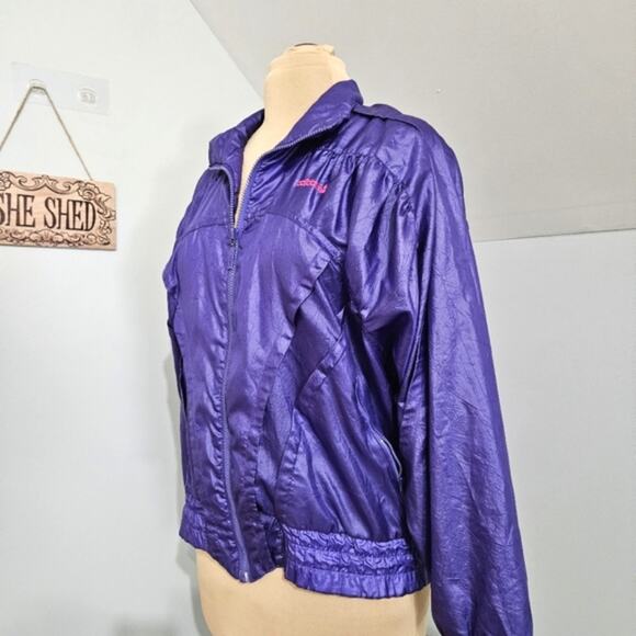 Adidas Purple Wind Breaker Athletic Purple Zip Up Jacket Size Medium - Picture 4 of 15